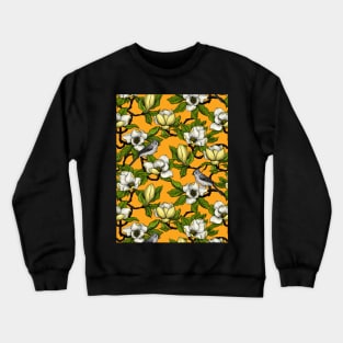 Blooming magnolia and titmouse bird 3 Crewneck Sweatshirt